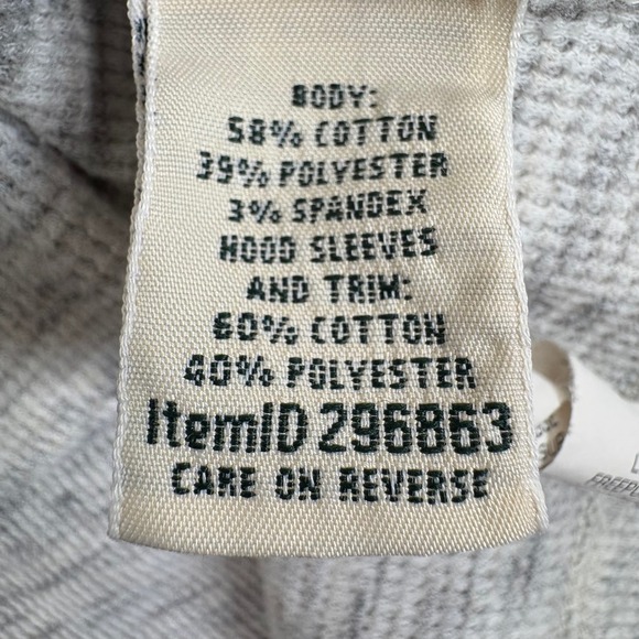 LL Bean Mens Henley Hoodie Thermal Long Sleeve Shirt Grey Heathered Size L - Picture 6 of 11